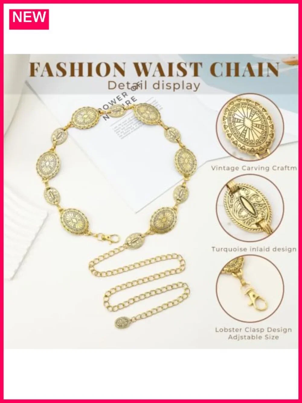 Western Chain Belt for Women Bohemian Cowboy Metal Waist Chain 51